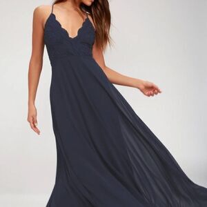 Ladmous Mariah Navy Flowy Maxi Dress Size M